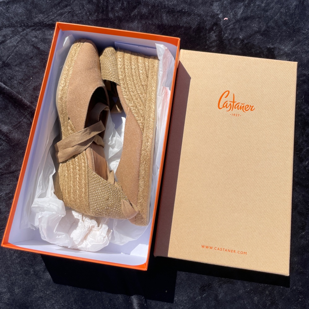 Castaner Tan Espadrille Wedge Summer Heels - Brand new